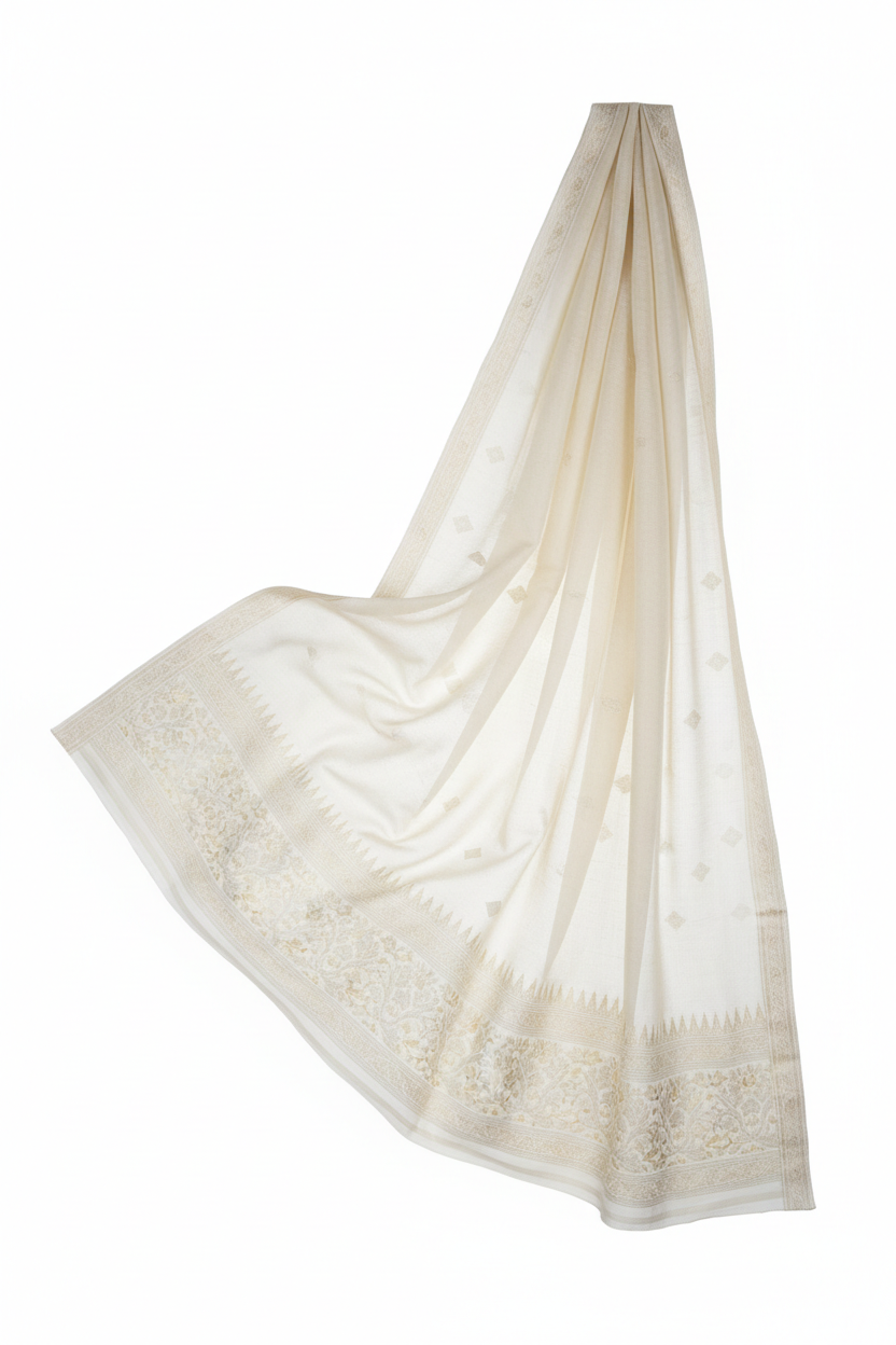 Muslin Silk Shawl Luxurious Bangladeshi Weave