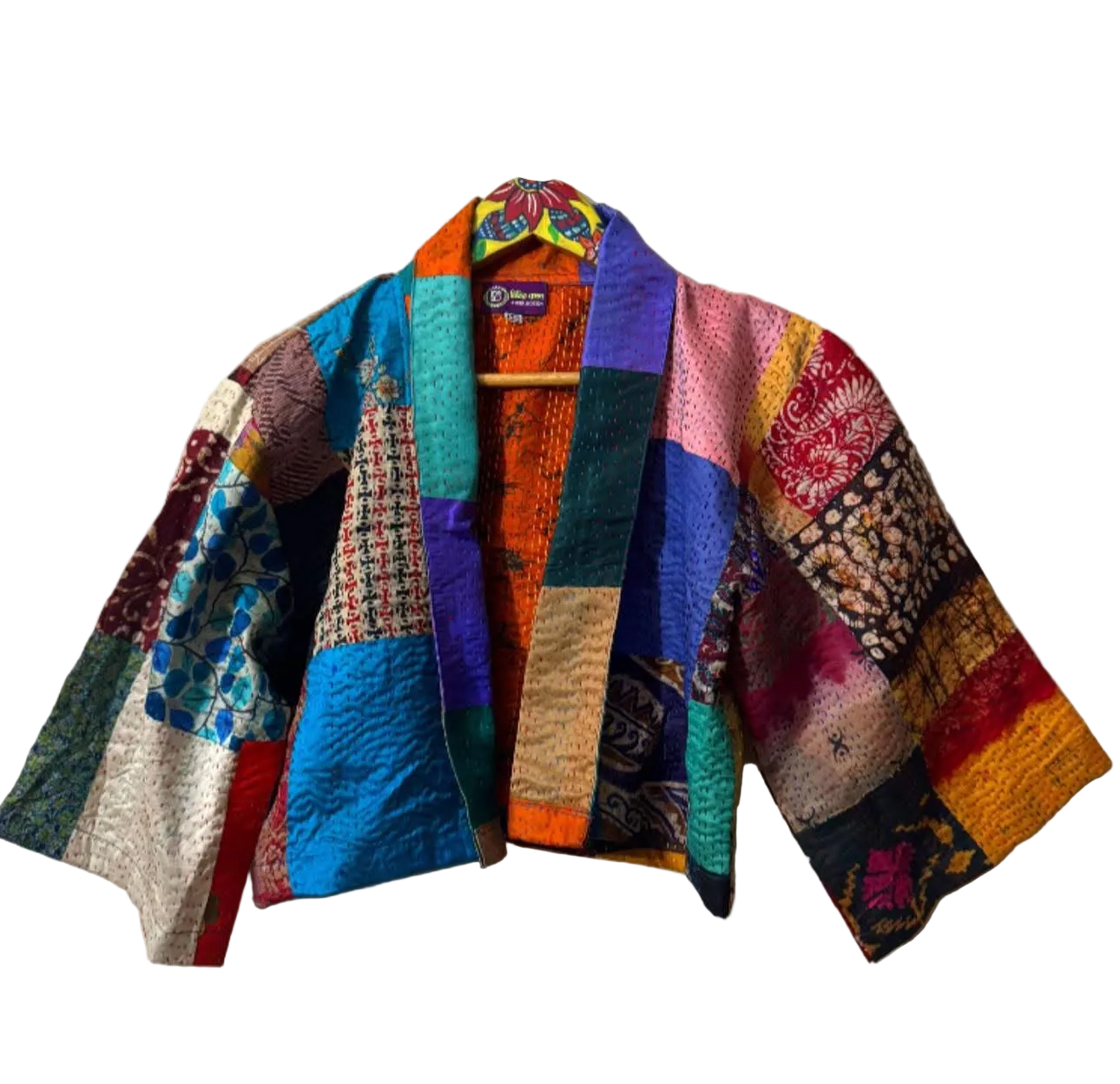 Patchwork Short Silk Shrug