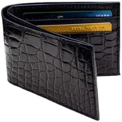 "Mens Black Leather Wallet – Slim Crocodile Pattern Card Holder Wallet for Men, Stylish Men's Wallets "Genuine Leather Bifold Wallet, Black, Slim Card Holder, 4.6 x 3.7 inches take it human touch