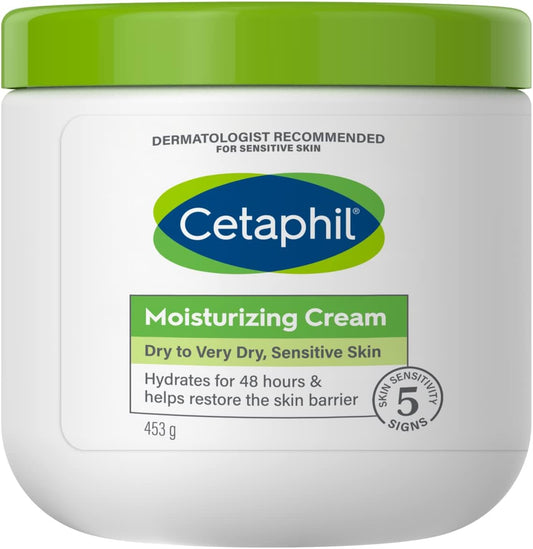 Cetaphil Face & Body Moisturising Cream for Men & Women, Dry to Very Dry Sensitive Skin, Non-Comedogenic, With Niacinamide & Vitamin B5, Unscented, 550g