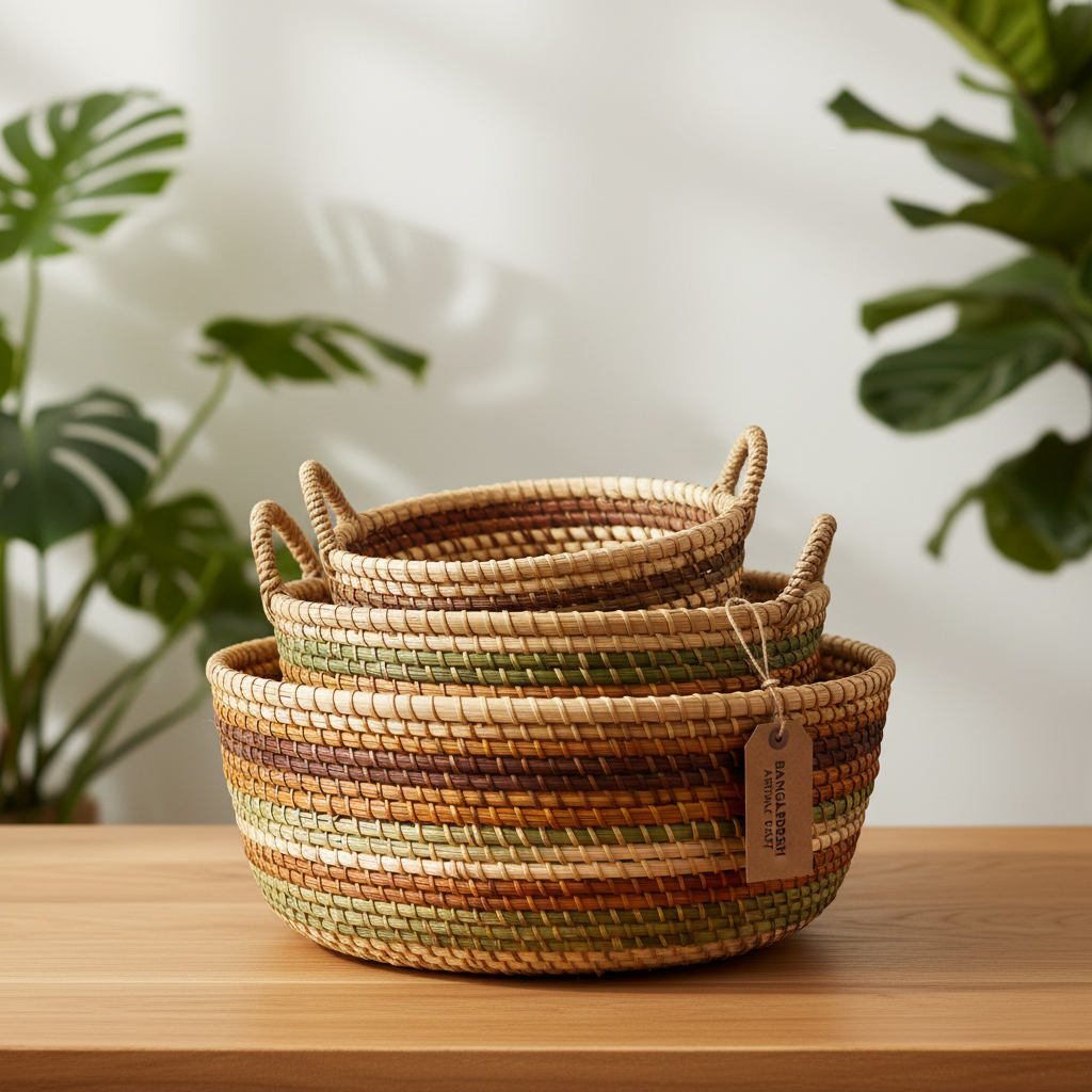 Bamboo & Cane Basket Set