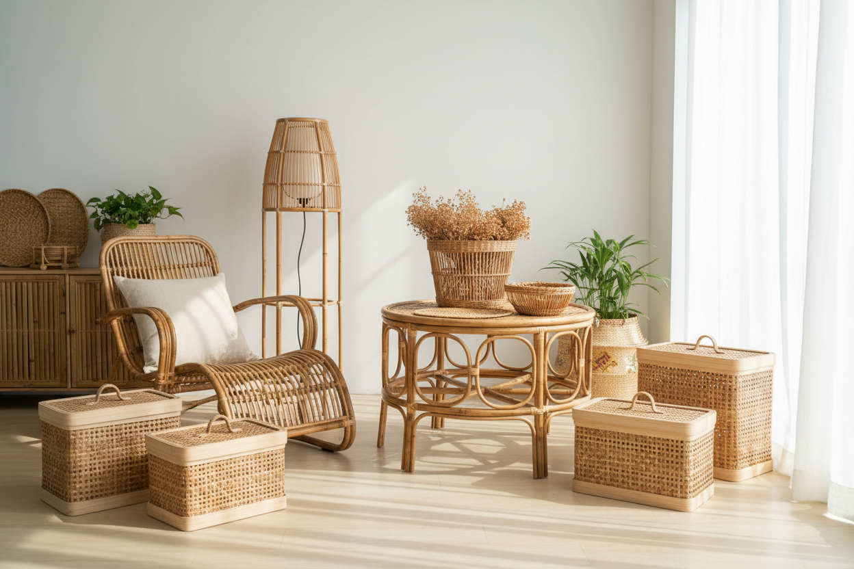 Bamboo & Cane Crafts: Versatile household items, baskets, and furniture.