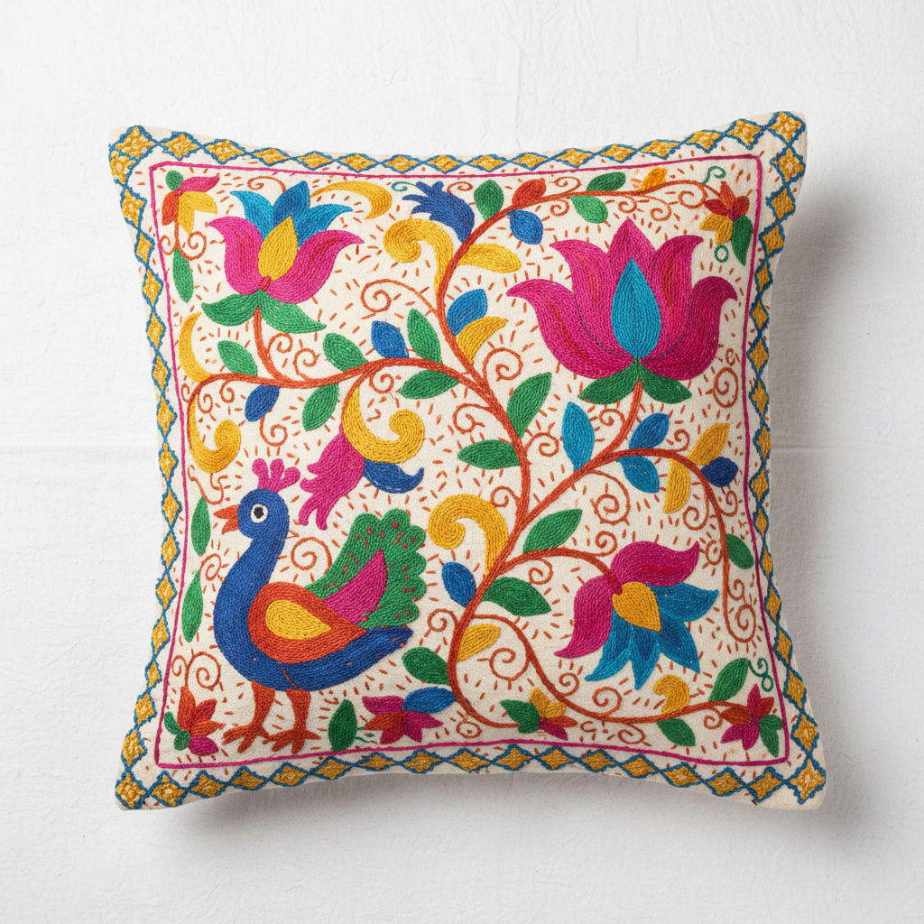 Nakshi Kantha Embroidered Cushion Cover 45x45cm