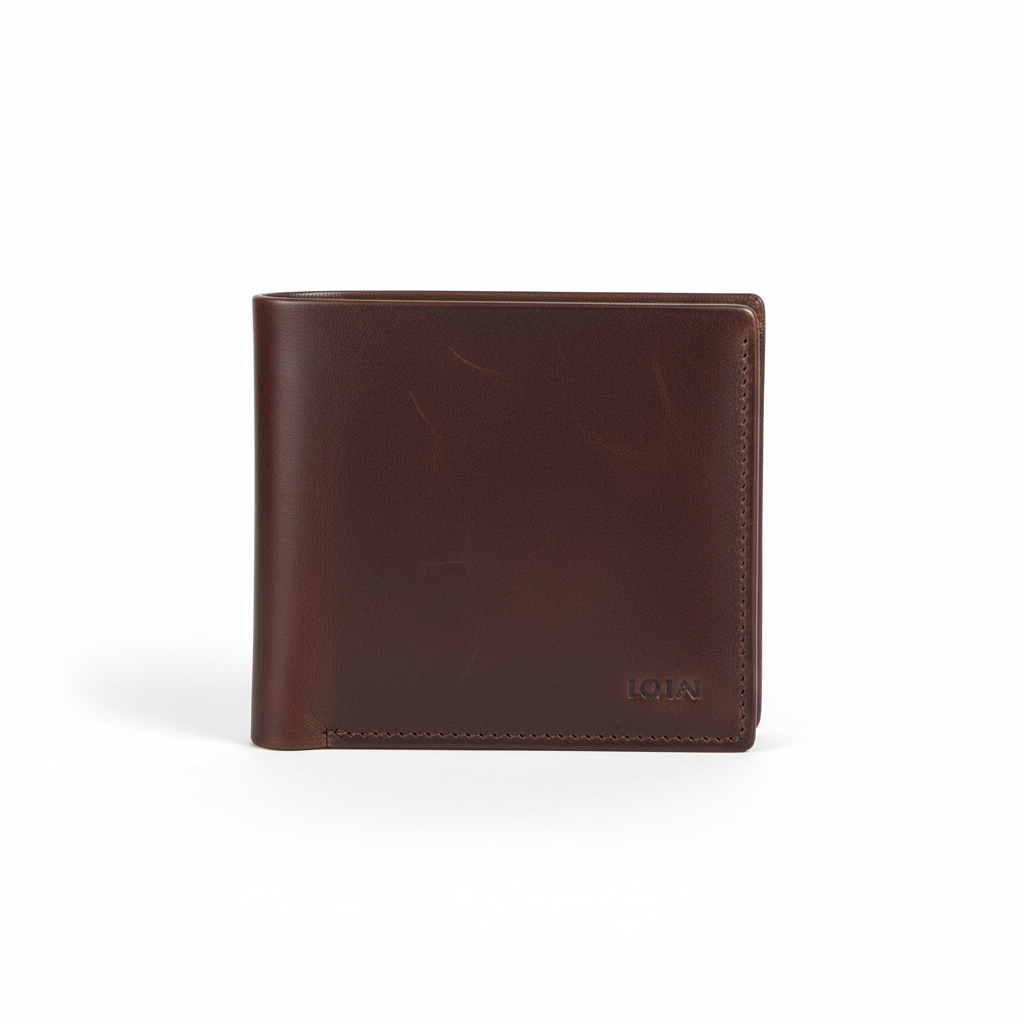 Genuine Leather Bifold Wallet Dark Brown