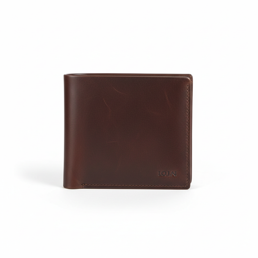 Genuine Leather Bifold Wallet Dark Brown