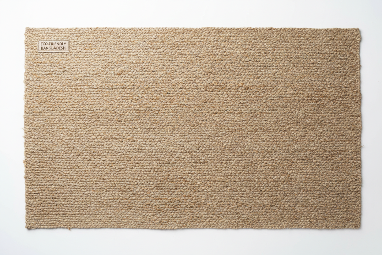 Jute yoga mat flat lay natural texture
