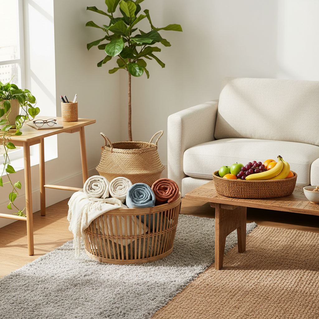 Bamboo Basket Set Lifestyle Home Decor