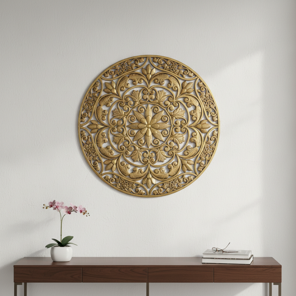 Handcrafted Brass Wall Art Floral Mandala 30cm Bangladesh