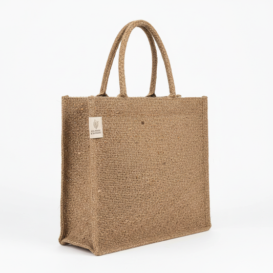 Handwoven Jute Tote Bag Natural Brown