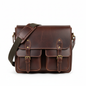 Genuine Leather Messenger Bag Dark Brown