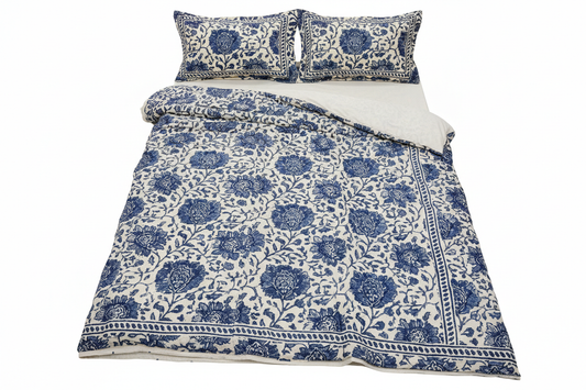 Indigo Block Print Bedsheet Set Handcrafted Bangladesh