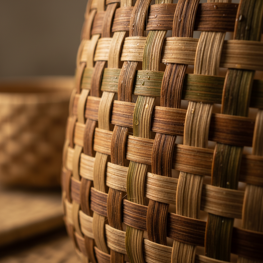 Bamboo Basket Close-up Weaving Detail