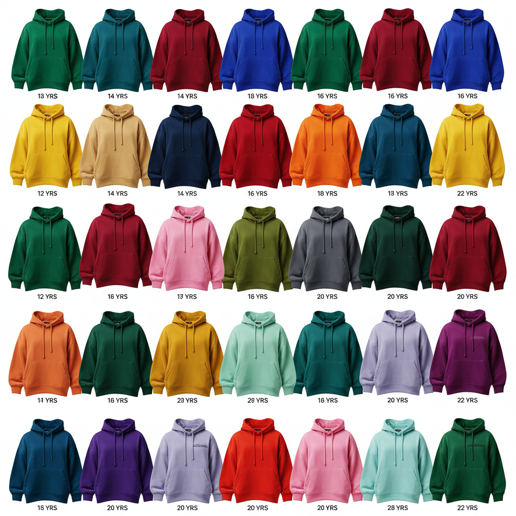 Girls and ladies winter hoodie 350 GSM fleece 35 colours sizes M-XL made in Bangladesh