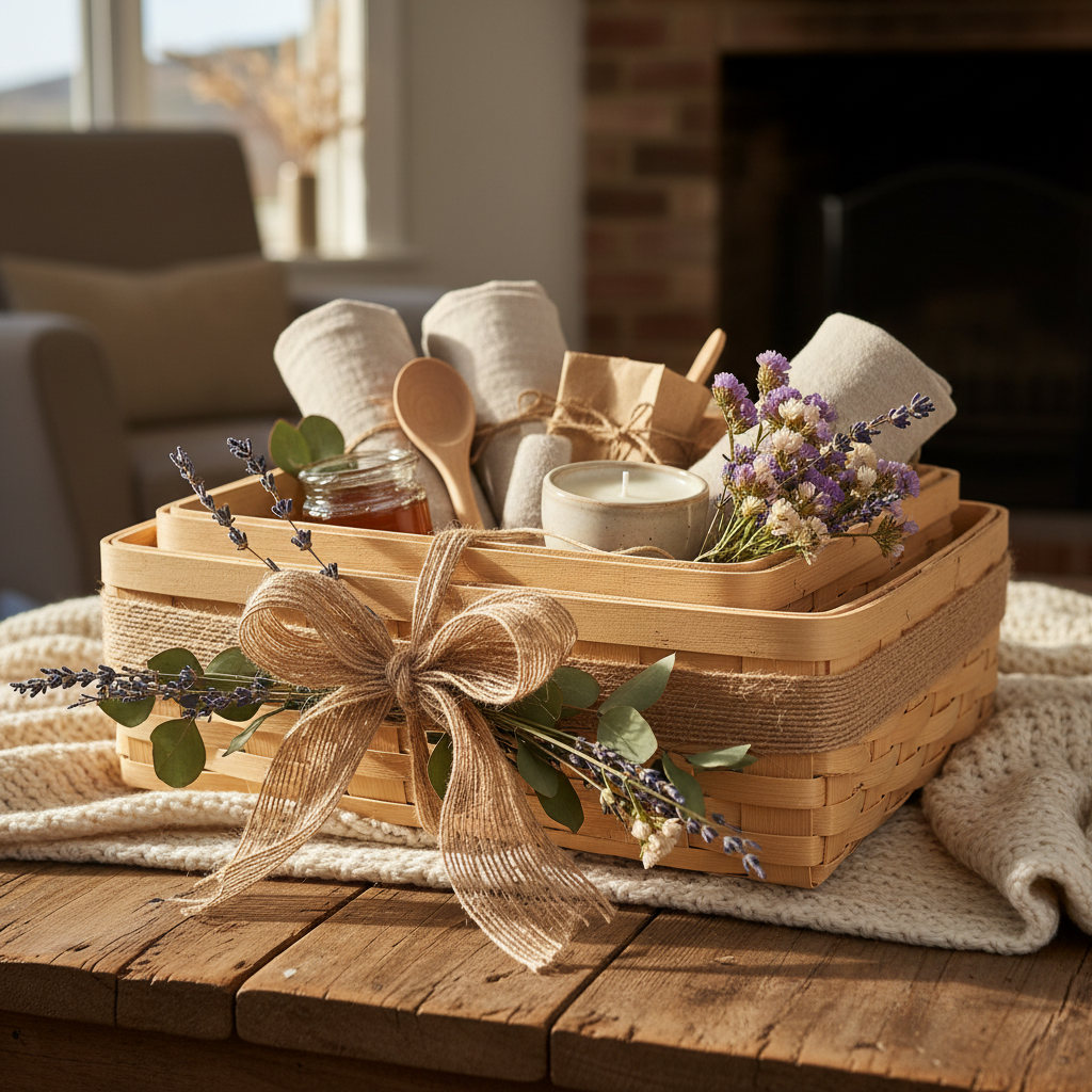 Bamboo Basket Set Gift Ready Presentation