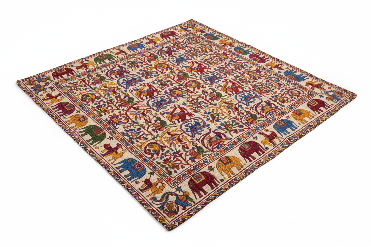 Nakshi Kantha Hand-Embroidered Quilt Bangladesh