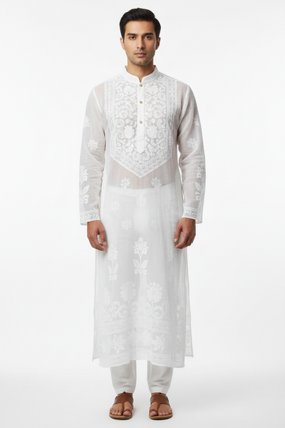 Jamdani Kurta for Men Heritage Handwoven Bangladesh