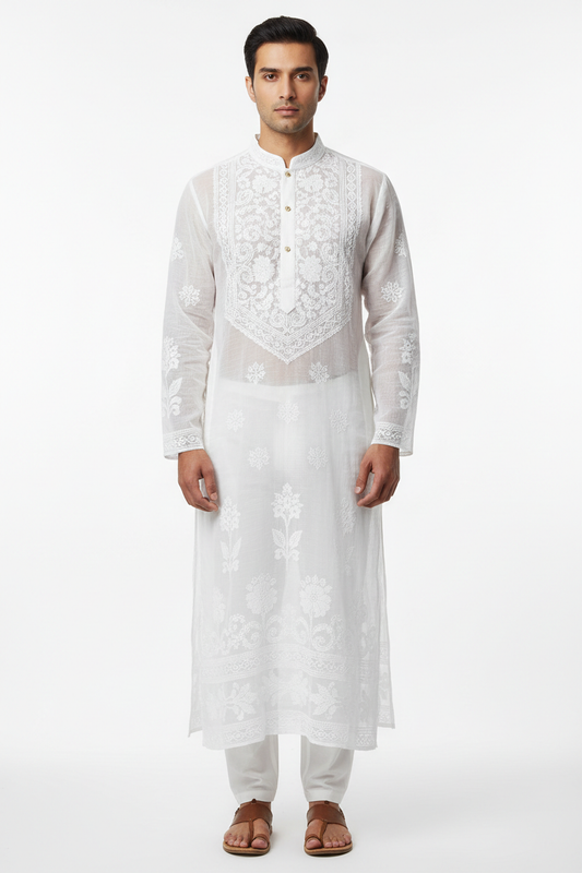 Jamdani Kurta for Men Heritage Handwoven Bangladesh