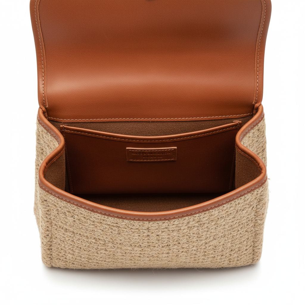 Jute Leather Handbag Interior