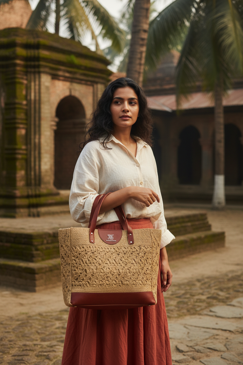 Jute Leather Handbag Lifestyle