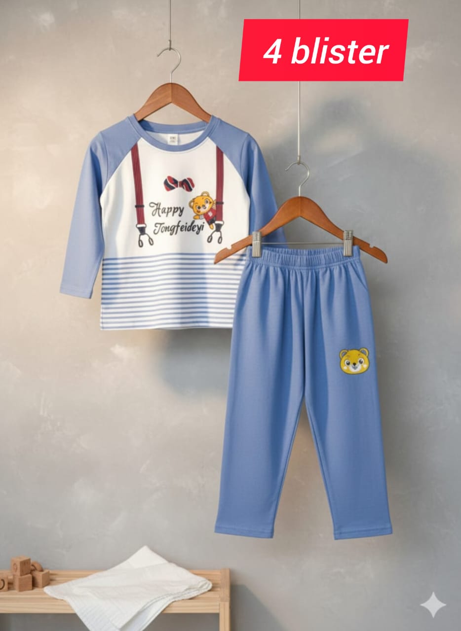 Boys & Girl's full sleeve set's.
Best quality products.
Stylish fashionable and comfortable. 
100 % cotton fabrics . 
100 % print guarantee. 
Fabric: single Jersey. 
Colours: 35 
Size: 1 to 8 years. 
10 pcs bundle.