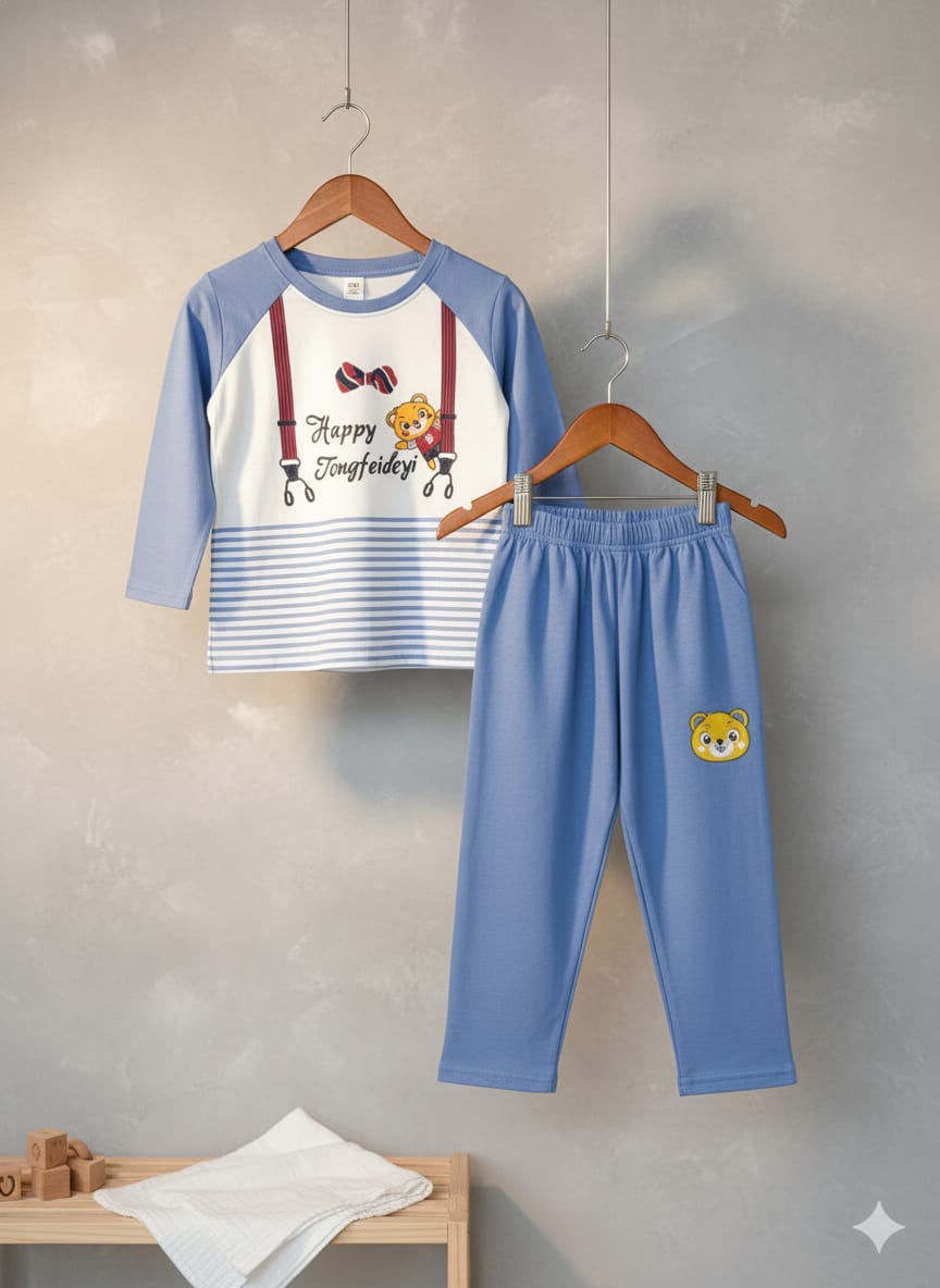 Boys & Girl's full sleeve set's.
Best quality products.
Stylish fashionable and comfortable. 
100 % cotton fabrics . 
100 % print guarantee. 
Fabric: single Jersey. 
Colours: 35 
Size: 1 to 8 years. 
10 pcs bundle.