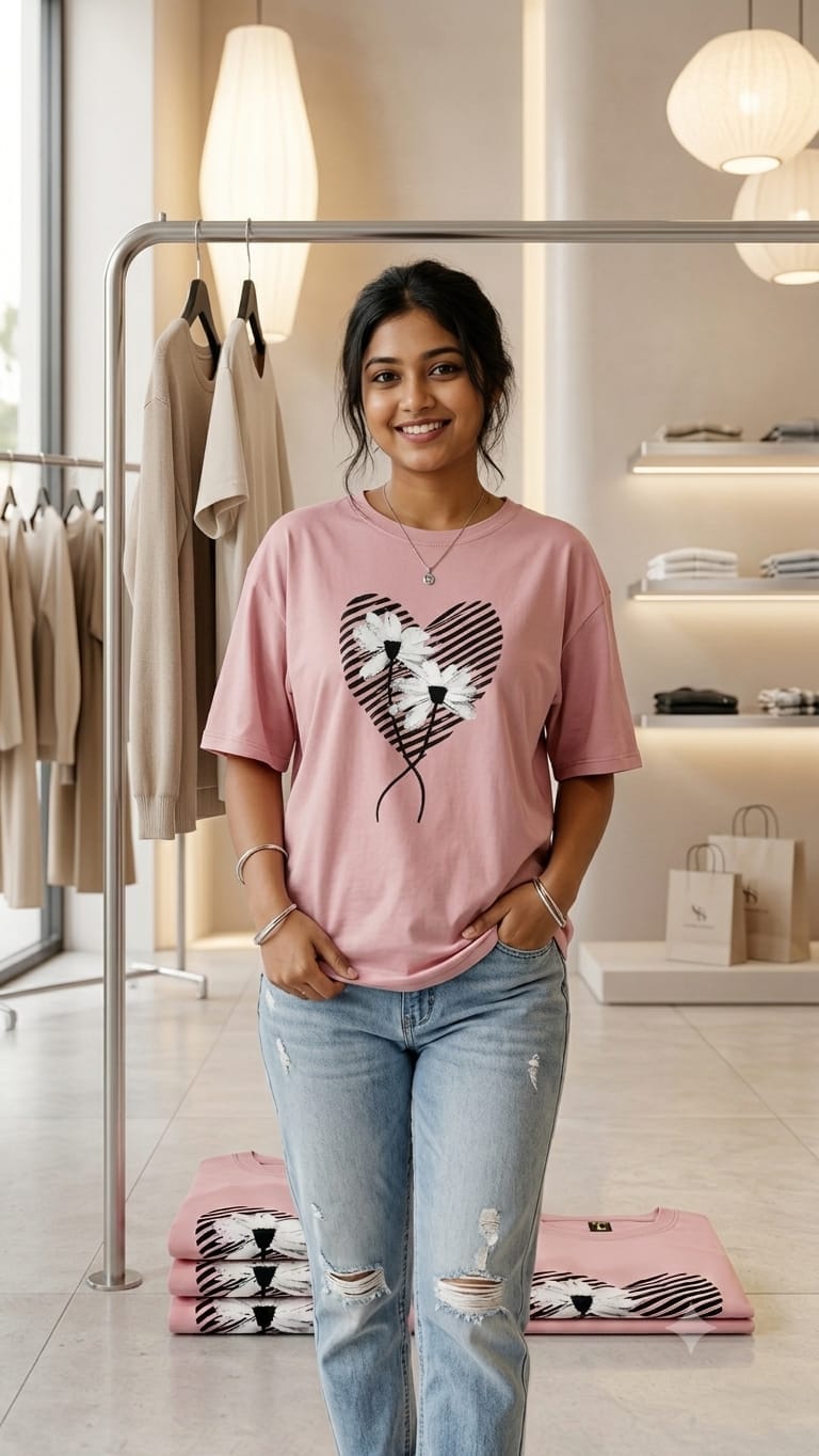 🌸 PREMIUM LADIES COTTON T-SHIRT

180 GSM | Premium Cotton Fine Fabric | Premium Rubber Print

Upgrade your everyday wardrobe with our Premium Ladies Cotton T-Shirt, crafted from fine-quality cotton fabric with a soft, skin-friendly feel and premium rubbe