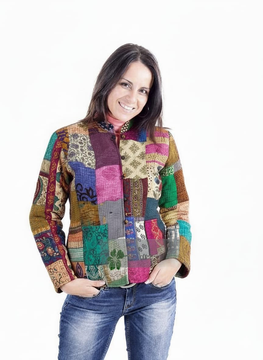 Patchwork Short Silk Shrug